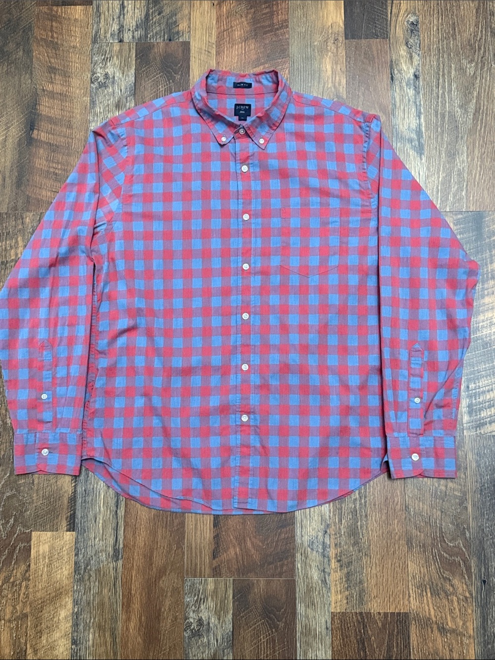 J.Crew Slim Fit Red Blue Gingham Button Down Shirt Men’s XL Spring 2018